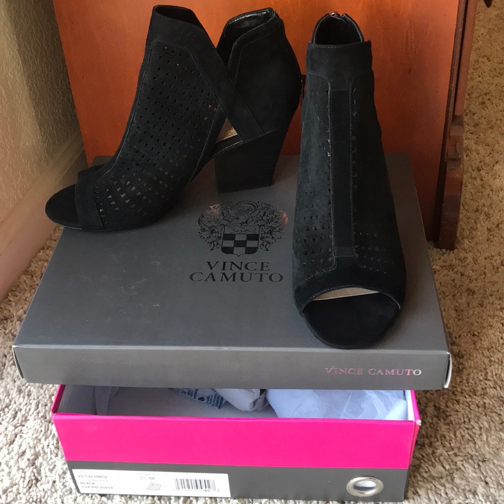 Vince Camuto Suede Peep Toe Bootie